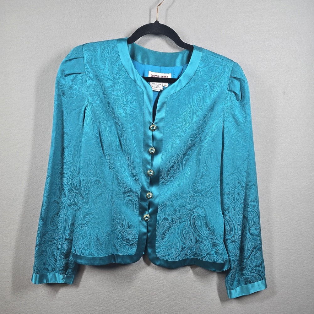 Vintage Maggy London Silk Blouse Womens‎ 10 Paisley Jacquard Shirt Top 80s